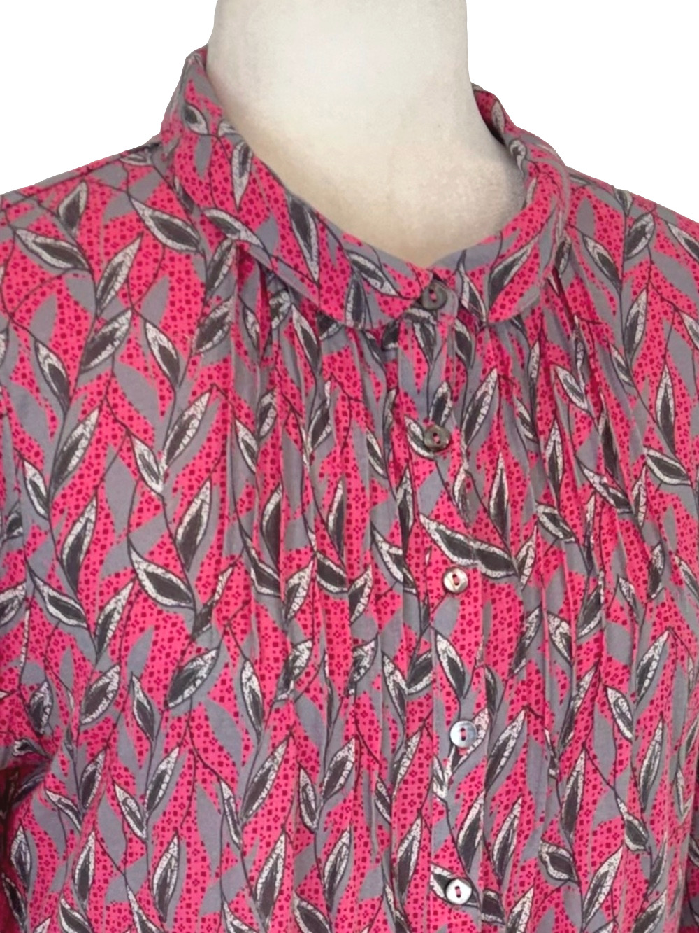White Stuff pink leaf-print shirt